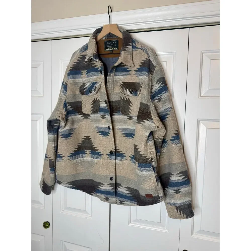 JACHS Men's PREMIUM OUTDOOR Southwestern Patterned Shirt Jacket Wool Blend